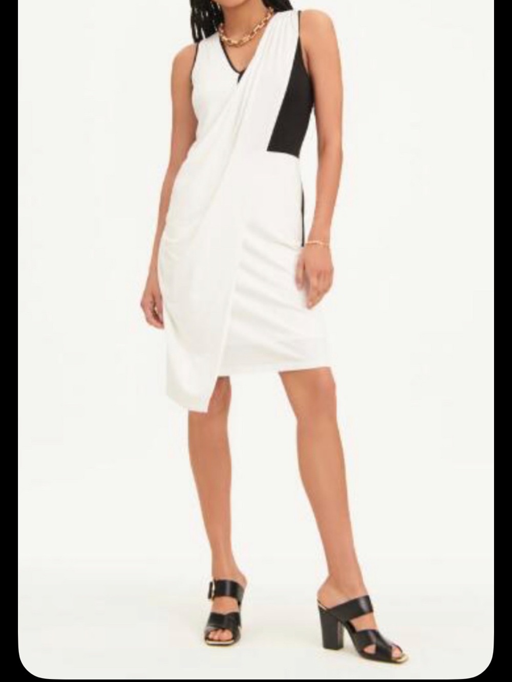 DKNY Black and White Draped Dress, NEW $169. Sz:0